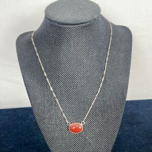 Sterling Silver With Carnelian Stone Necklace